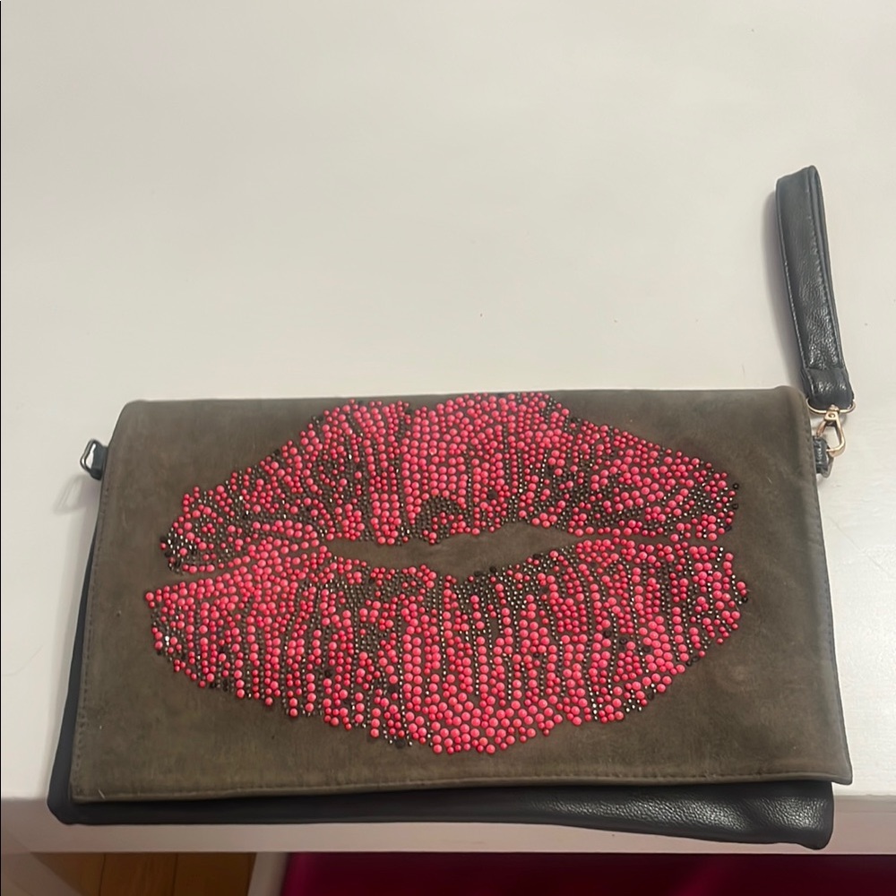 Stylish Pink and Grey Clutch Bag